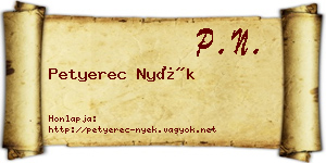 Petyerec Nyék névjegykártya